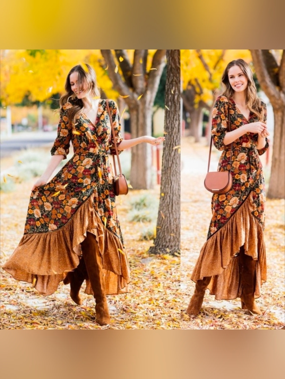 FARM Rio Anthropologie Madrid Floral Boho Wrap Maxi Dress size small